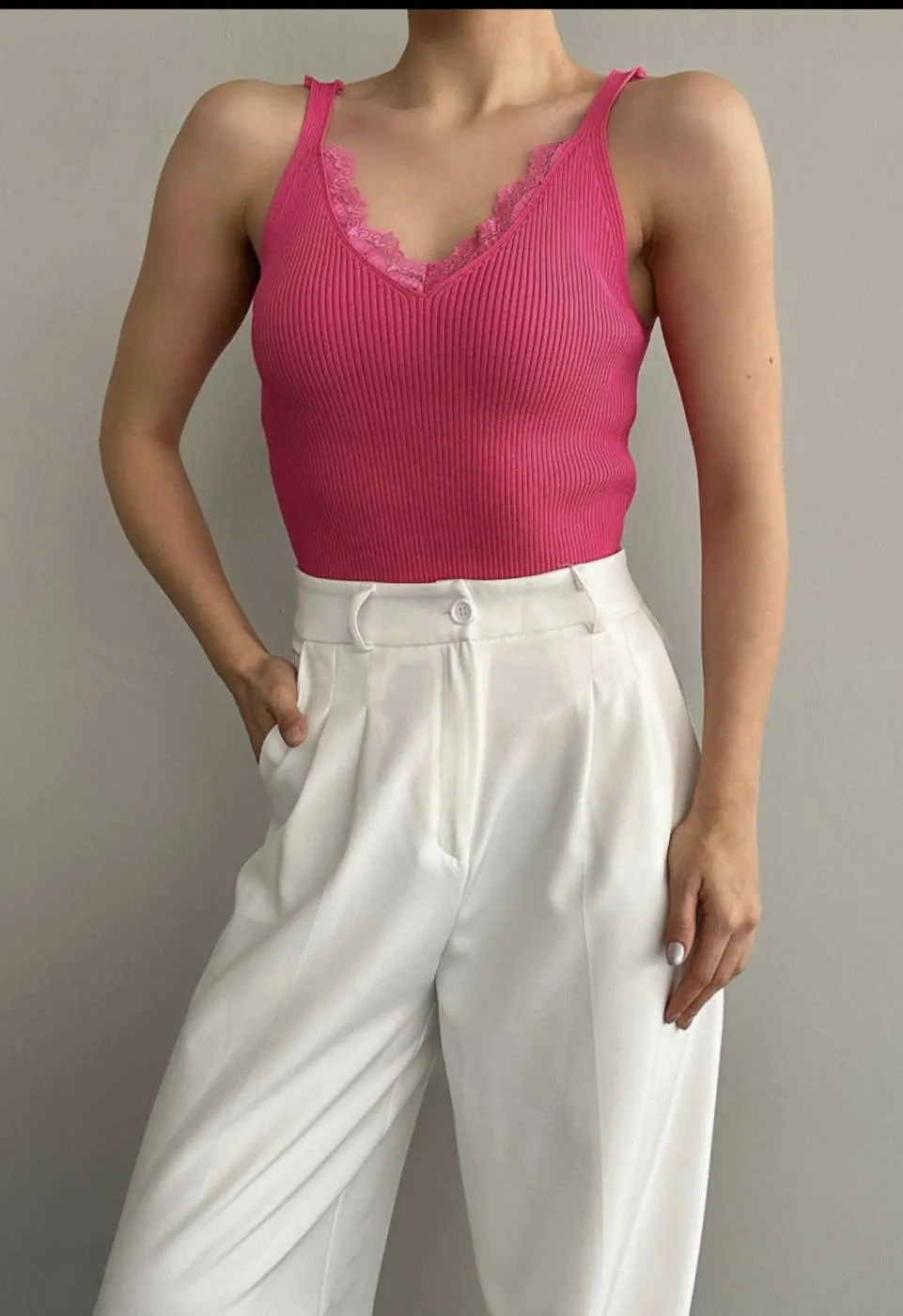 New V-Neck Top- Fuchsia
