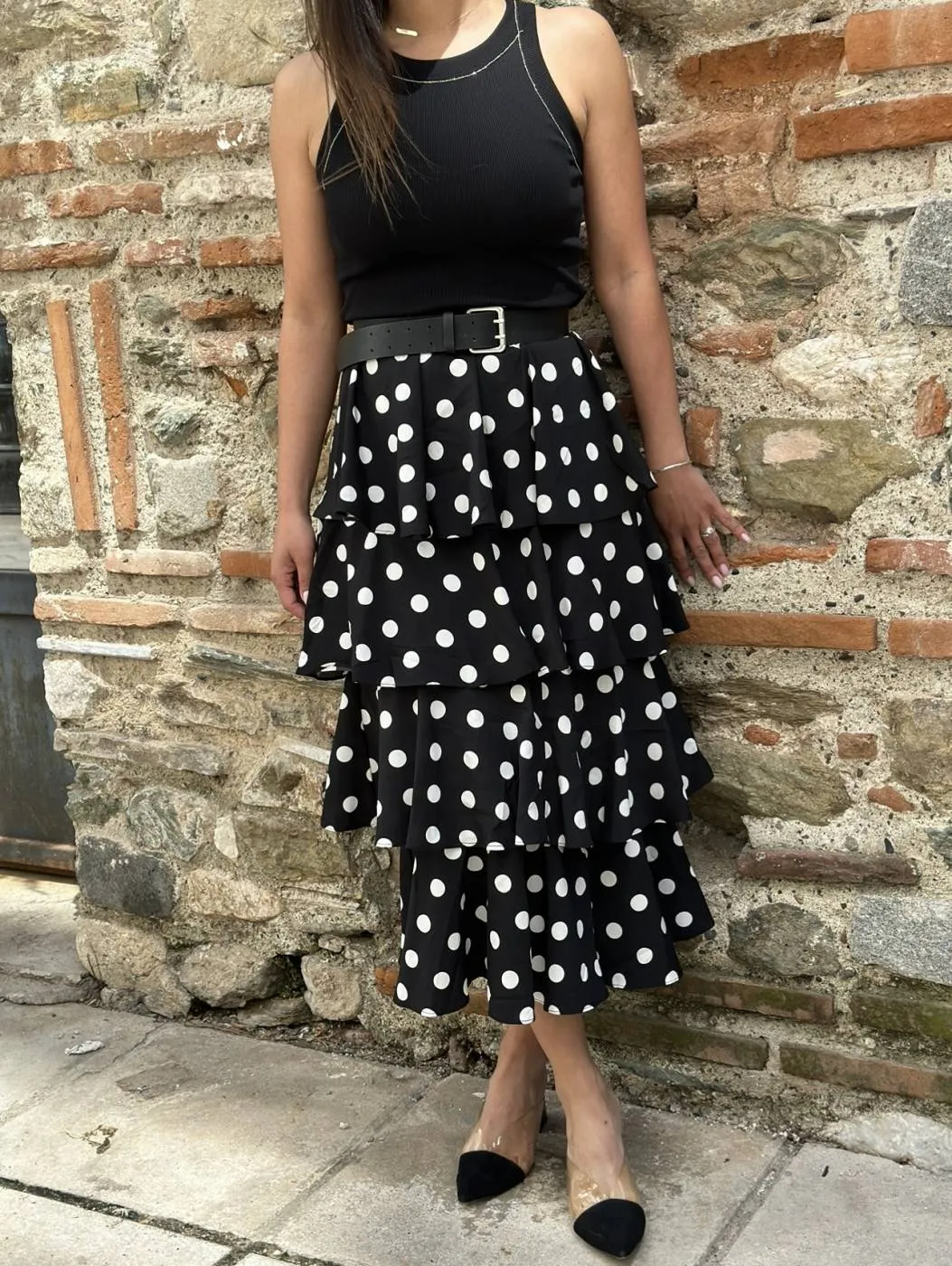 Polka Dot Skirt - Black