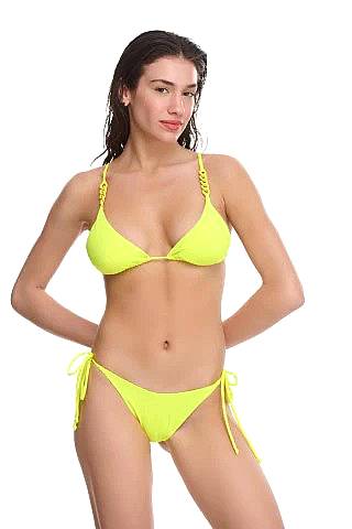 Triangle chain detail - Side string Bikini (Fuchsia Fluo) 'IBIZA'