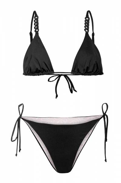 Triangle chain detail - Side string Bikini (Black) 'IBIZA'