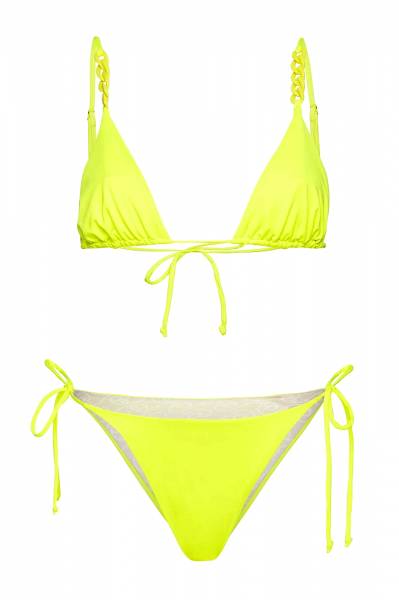 Triangle chain detail - Side string Bikini (Fuchsia Fluo) 'IBIZA'