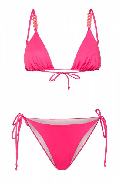 Triangle chain detail - Side string Bikini (Fuchsia Fluo) 'IBIZA'