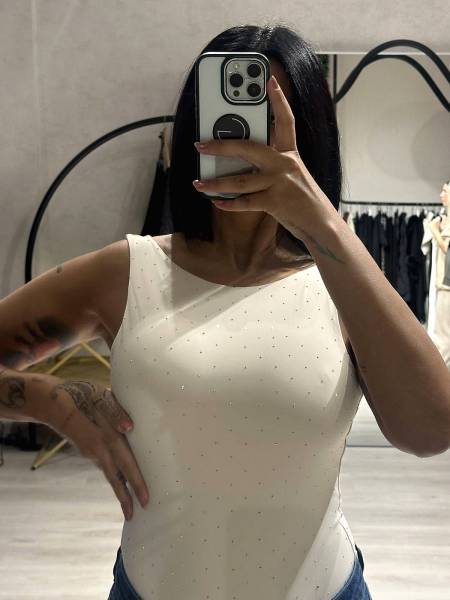 Strass me out bodysuit white