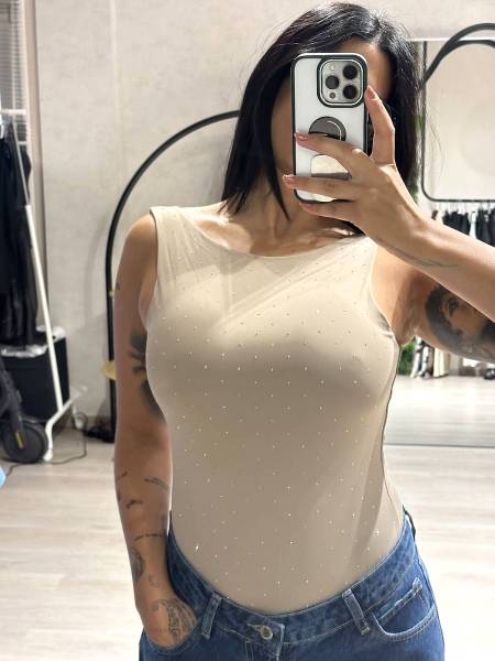 Strass me out bodysuit nude