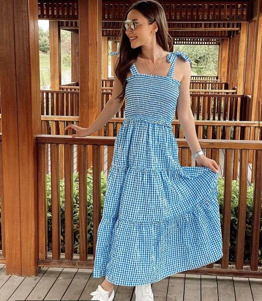 "Pollyanna Dress" Blue&White
