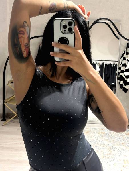 Strass me out bodysuit grey