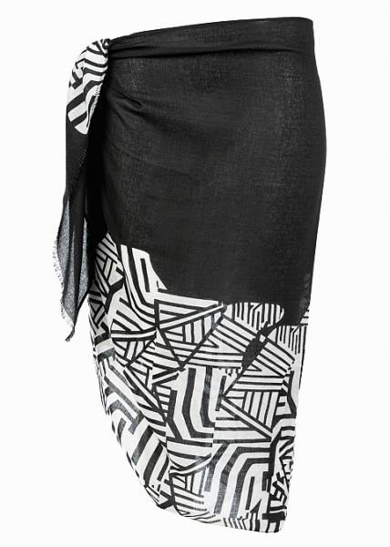 Black & white pareo w/ geometric lines