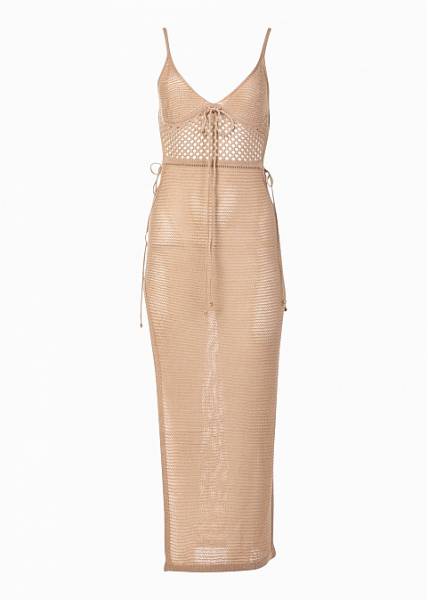 Beige Knitted Beachwear w/ Side Tears